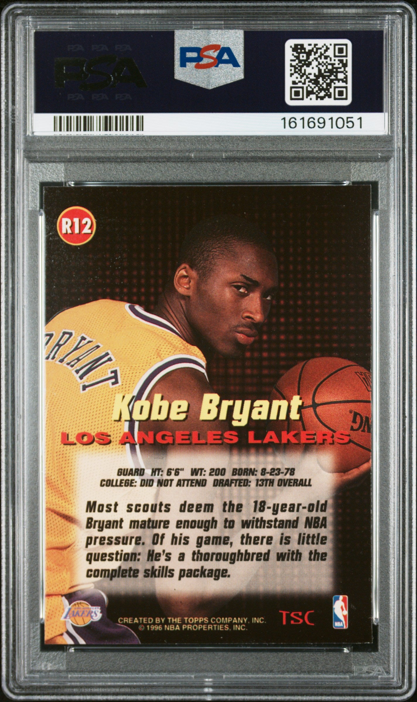 Kobe Bryant 1996 Topps Stadium Club Rookies #R12 PSA 9 Mint 1051