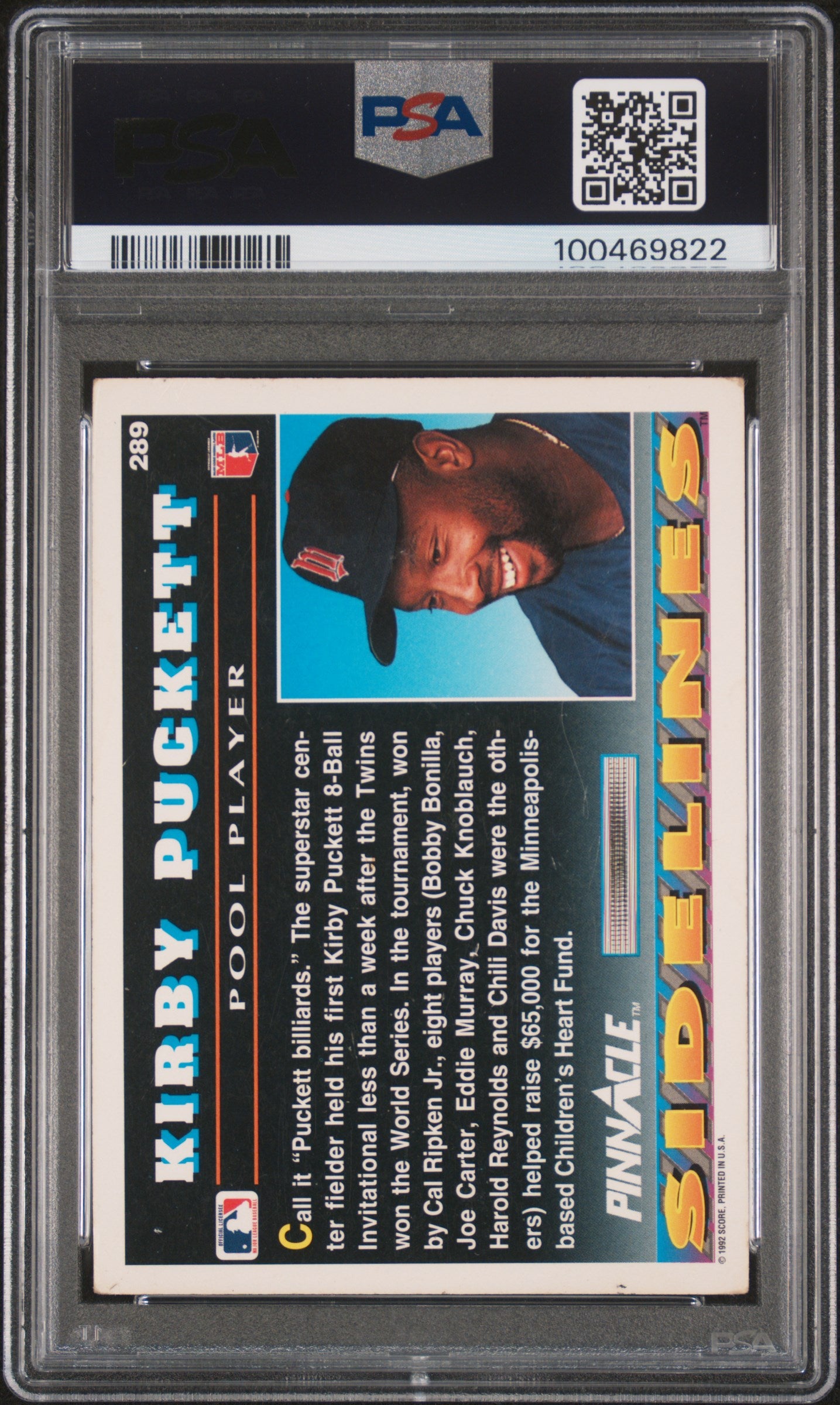 Kirby Puckett 1992 Pinnacle Autograph PSA Authentic