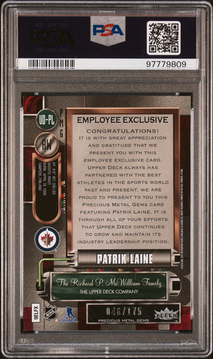 Patrik Laine 2016 Upper Deck Employee Precious Metal Gems Purple #46/175 PSA 9 Mint