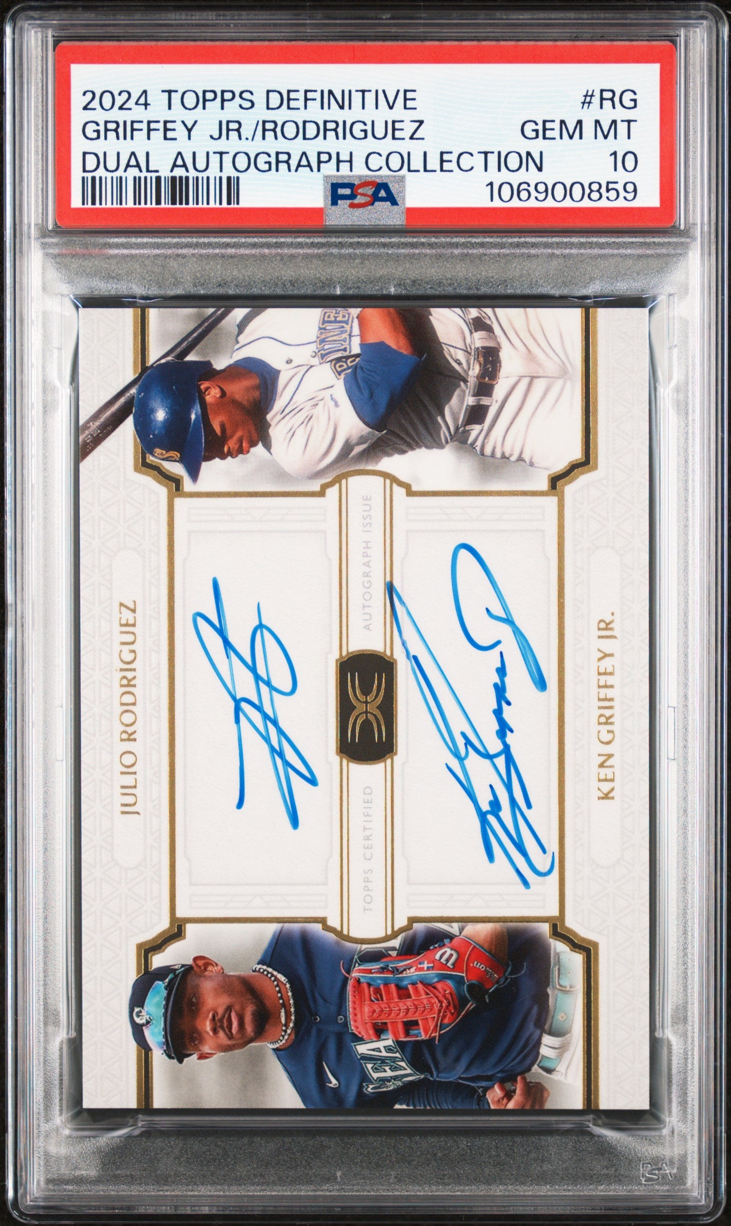 Ken Griffey Jr. + Julio Rodriguez 2024 Topps Definitive Dual Autograph #3/35 PSA 10 Gem Mint