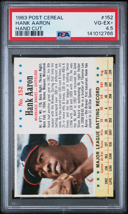 Hank Aaron 1963 Post #152 PSA 4.5 VG-EX+