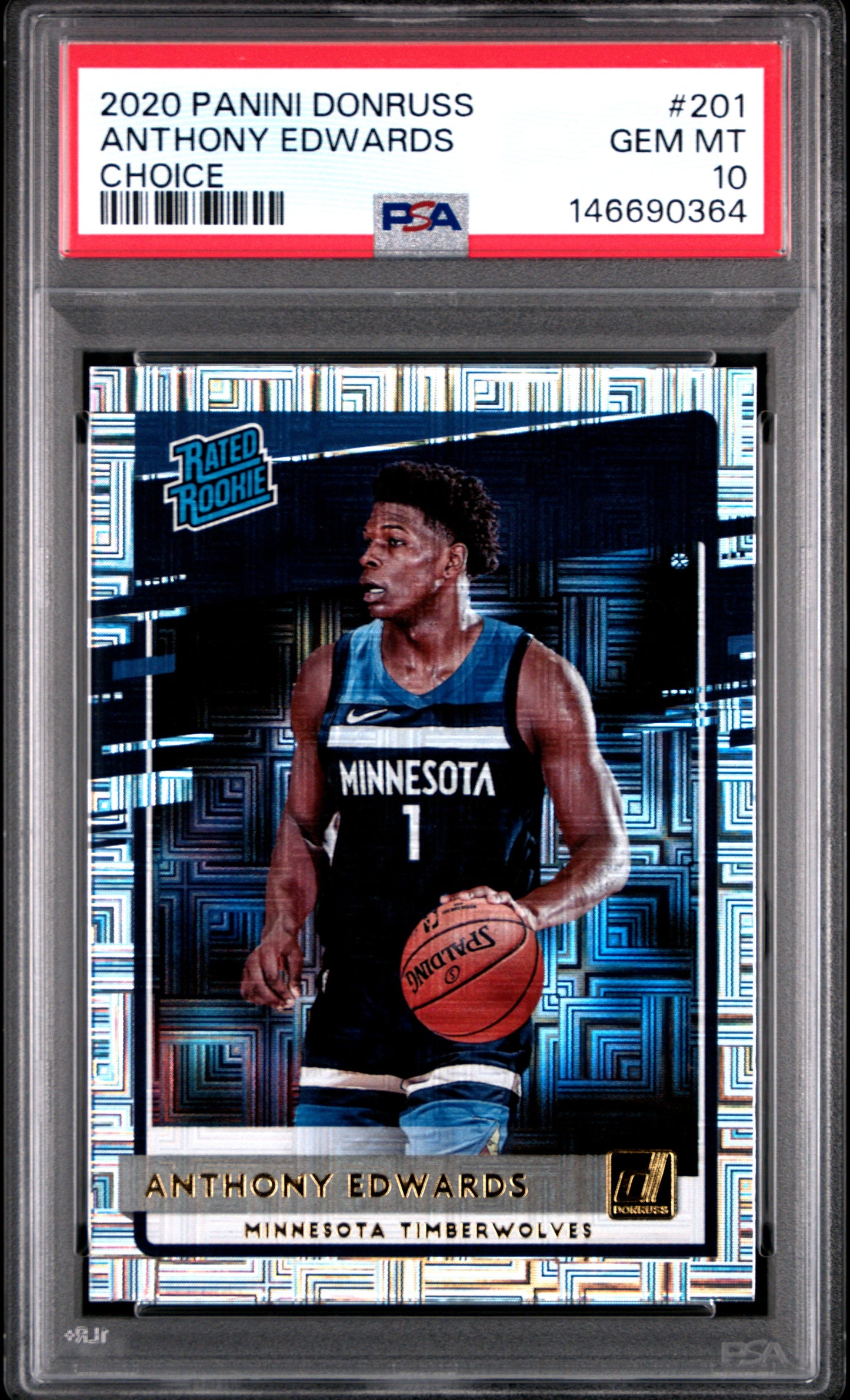 Anthony Edwards 2020 Donruss Choice Rookie #201 PSA 10 Gem Mint 0364