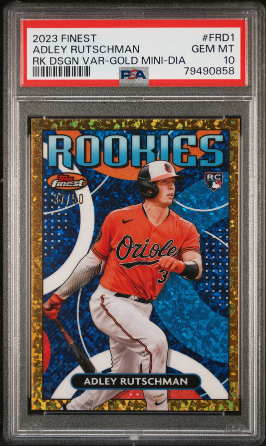 Adley Riutschman 2023 Topps Finest Design Variation Gold Mini Diamond #37/50 PSA 10 Gem Mint