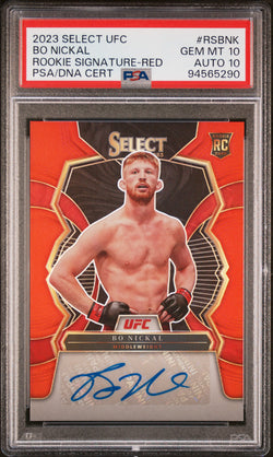 Bo Nickal 2023 Panini Select UFC Rookie Signature Red Auto #75/99 PSA 10 Auto 10