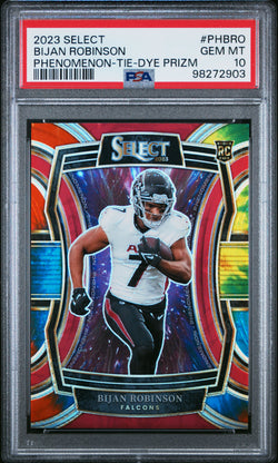 Bijan Robinson 2023 Panini Select Phenomenom Tie-Dye Prizm #6/25 PSA 10 Gem Mint