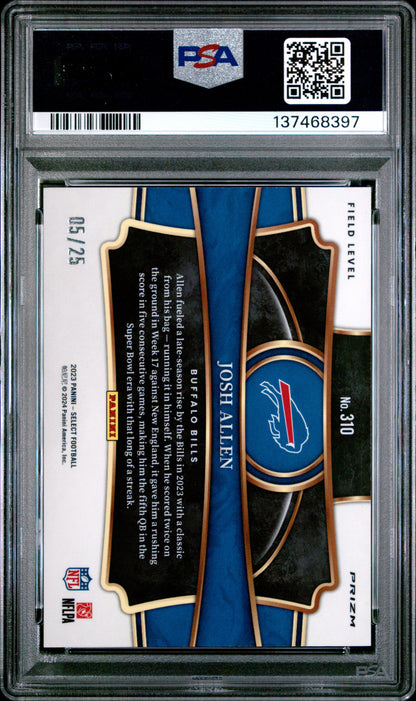 Josh Allen 2023 Panini Select #310 Tie-Dye Prizm #5/25 PSA 9 Mint