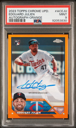 Edouard Julien 2023 Topps Chrome Update Orange Auto #1/25 PSA 9 Mint