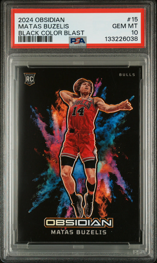 Matas Buzelis 2024 Panini Obsidian Black Color Blast Rookie PSA 10 Gem Mint
