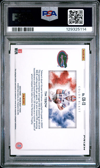 Tim Tebow 2023 Panini Prizm Draft Picks Color Blast PSA 9 Mint