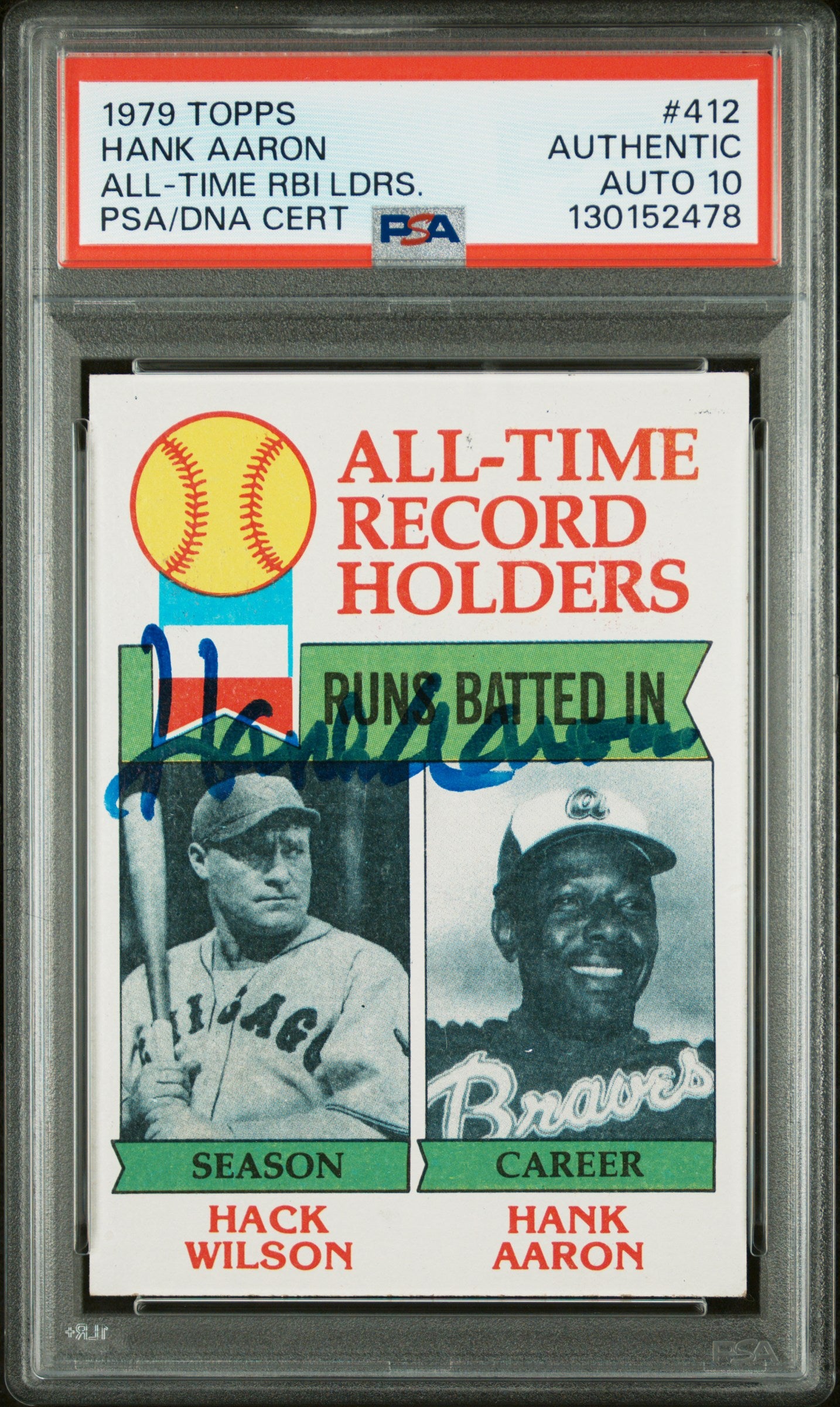 Hank Aaron 1979 Topps #412 PSA Certified Auto PSA 10 Auto