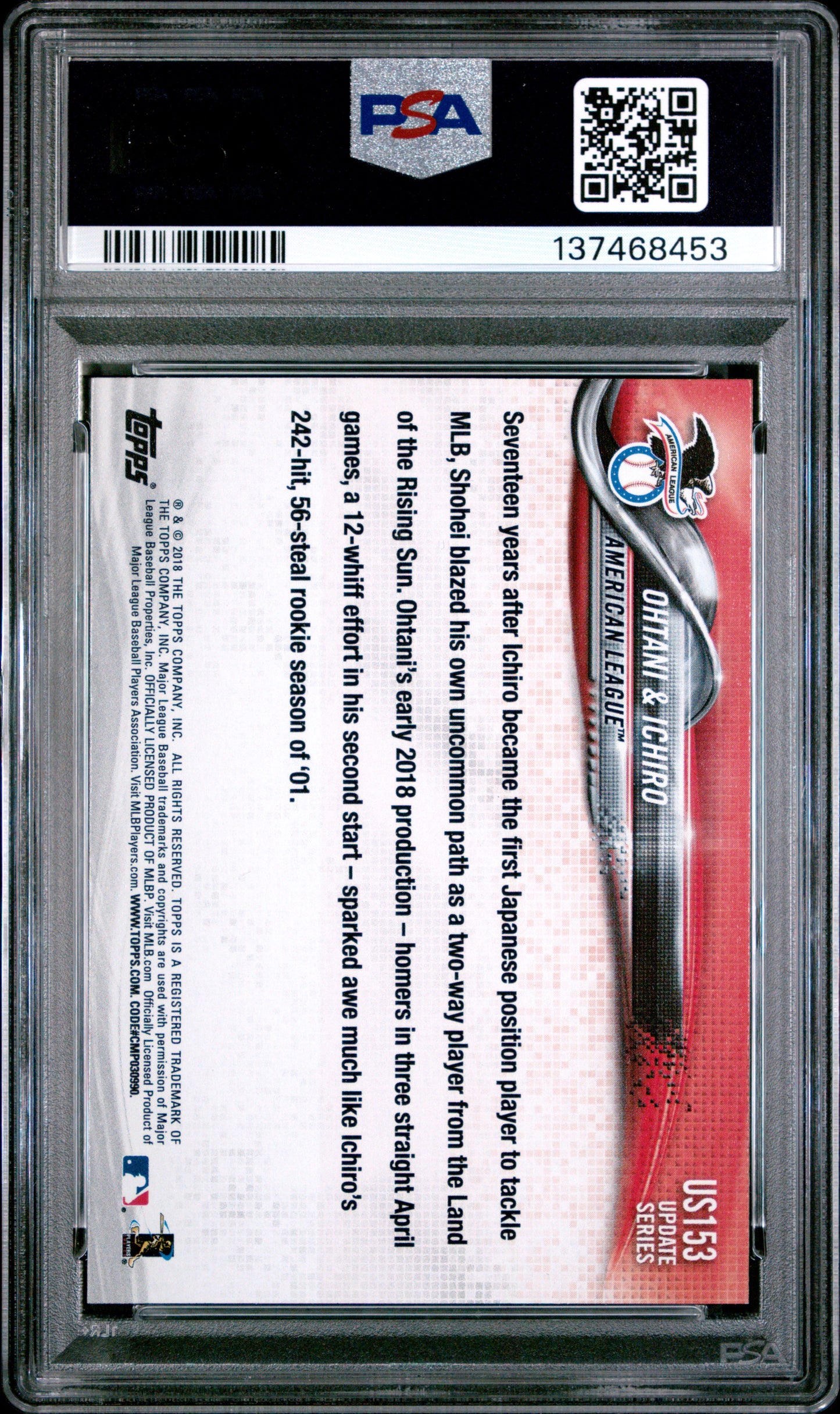 Shohei Ohtani + Ichiro 2018 Topps Update #US153 PSA 10 Gem Mint 8453