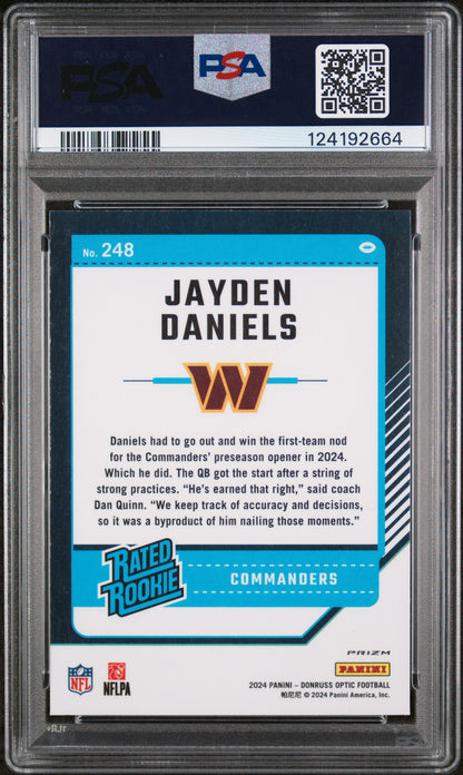 Jayden Daniels 2024 Donruss Optic Rookie #248 Holo PSA 10 Gem Mint