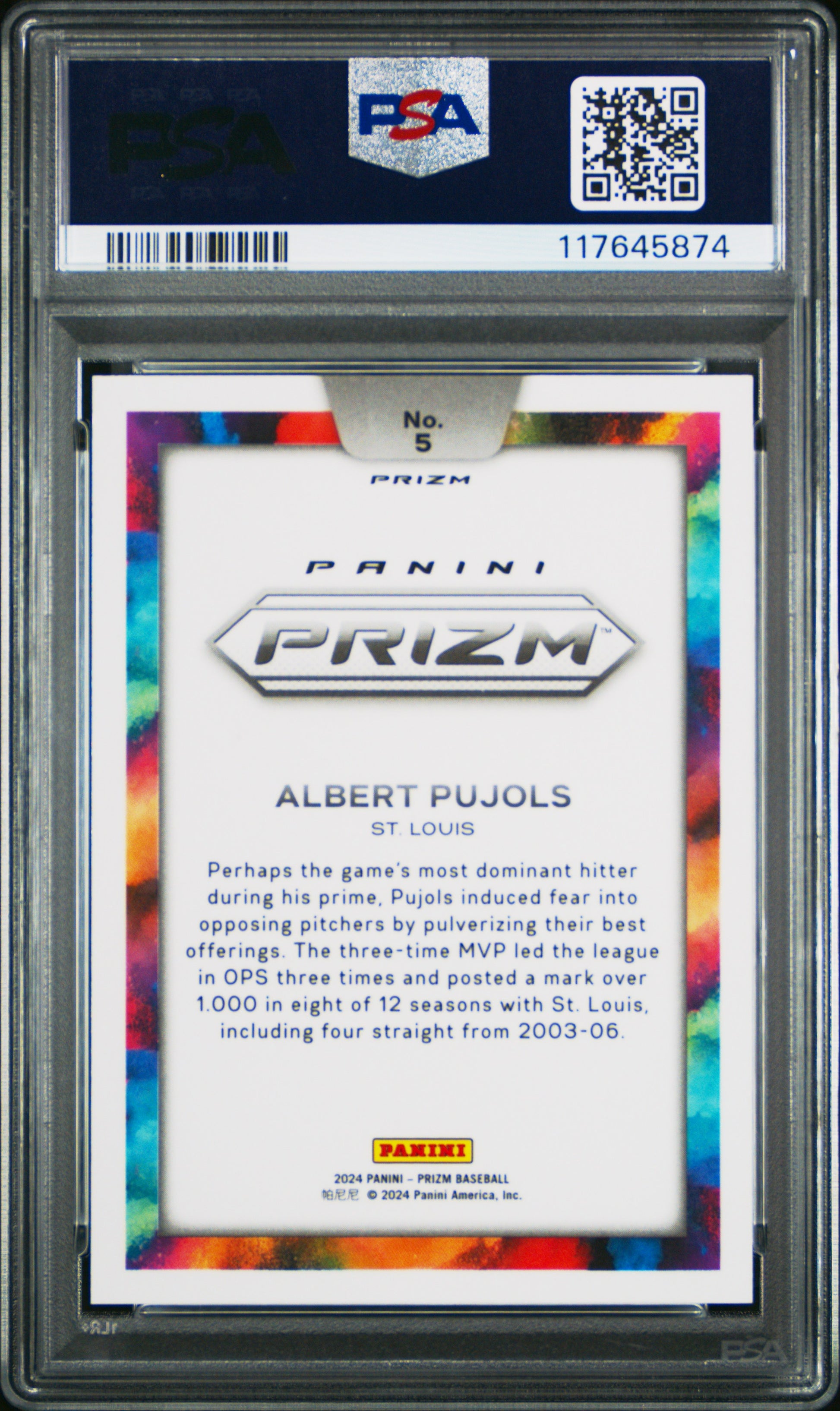 Albert Pujols 2024 Panini Prizm Color Blast PSA 10 Gem Mint