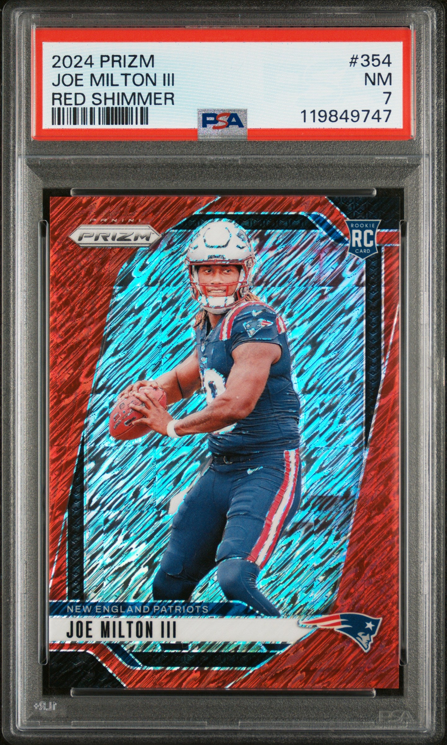 Joe Milton 2024 Panini Prizm Rookie #354 Red Shimmer #24/25 PSA 7 Near Mint