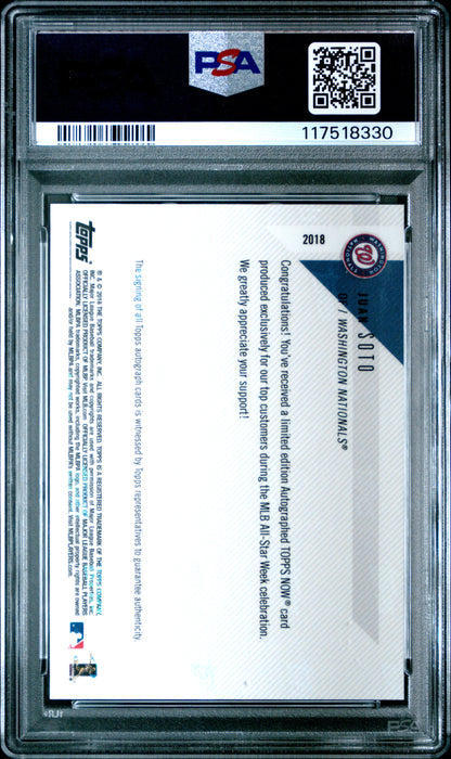 Juan Soto 2018 Topps Now Rookie All-Star Auto PSA 10 Gem Mint