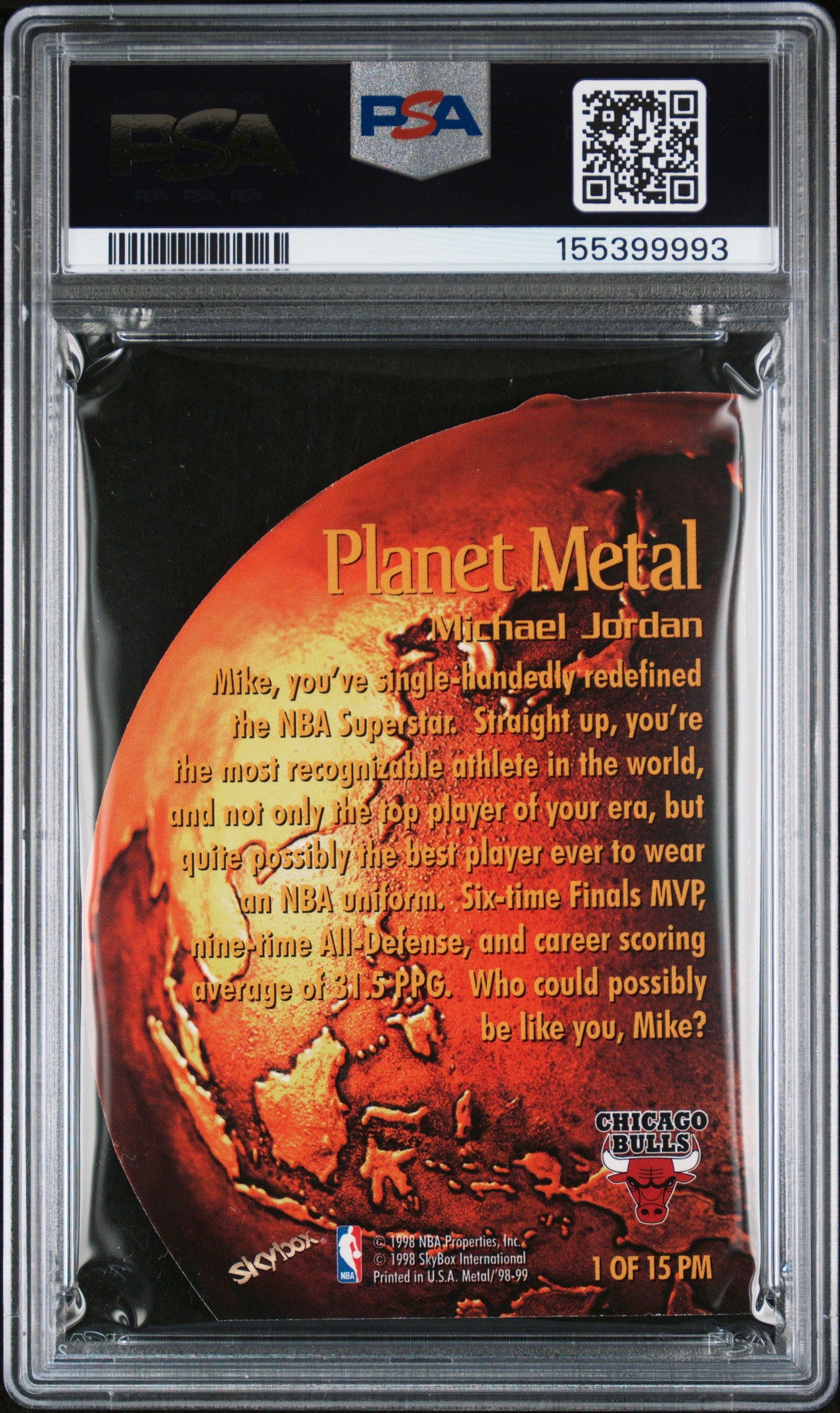 Michael Jordan 1998 Metal Universe Planet Metal PSA 7 Near Mint