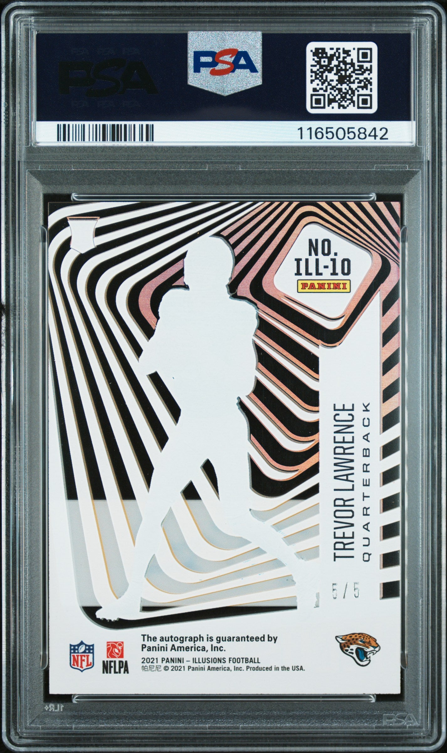 Trevor Lawrence 2021 Panini Illusions Illusionists Gold Auto #5/5 PSA 9 Auto 10