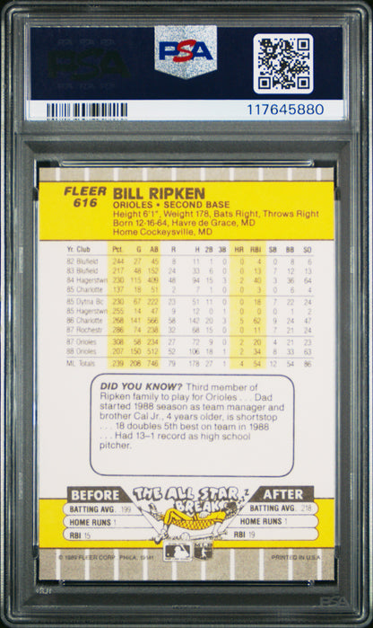 Bill Ripken 1989 Fleer #616 FF Error PSA 9 Mint 5880
