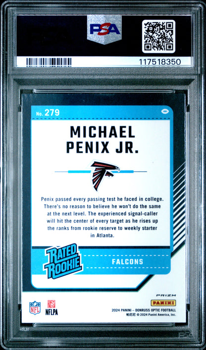 Michael Penix Jr. 2024 Donruss Optic Rookie #279 Purple Scope PSA 10 Gem Mint