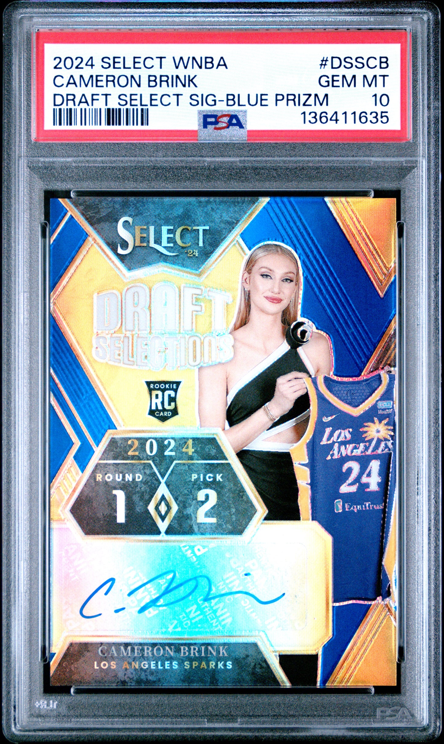Cameron Brink 2024 Panini Select WNBA Draft Selections Blue Auto #13/49 PSA 10 Gem Mint
