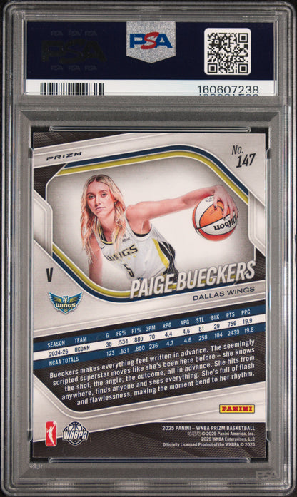 Paige Bueckers 2025 Panini Prizm WNBA Rookie #147 WNBA Logo PSA 10 Gem Mint