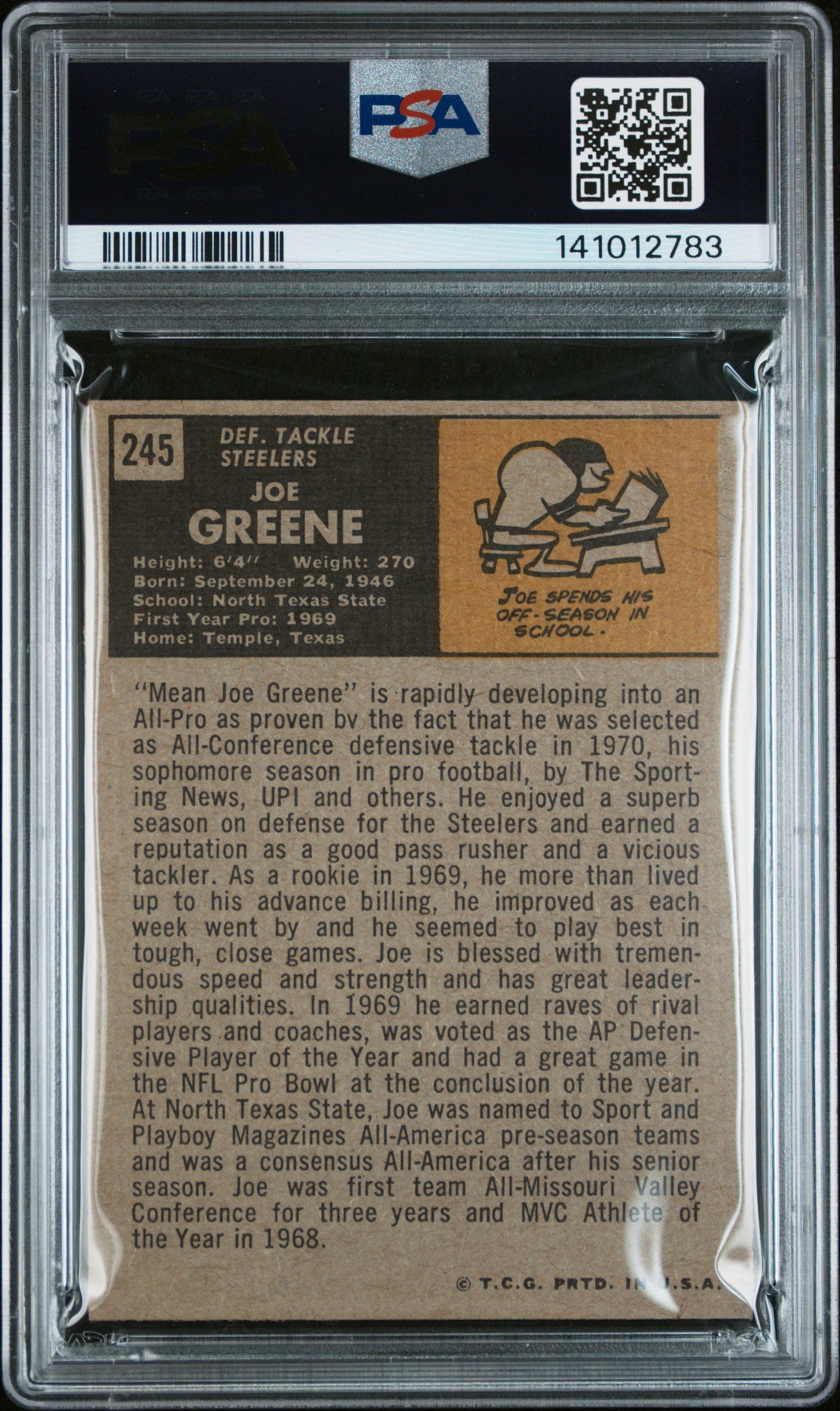 Joe Greene 1971 Topps Rookie #245 PSA 4.5 Ex+ 2783
