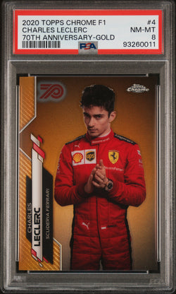 Charles Leclerc 2020 Topps Chrome F1 #4 20th Anniversary Gold PSA 8 Nm-Mint