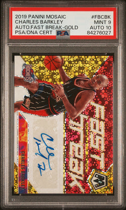 Charles Barkley 2019 Mosaic Fast Break Gold Auto #6/10 PSA 9 Auto 10