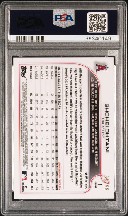 Shohei Ohtani 2022 Topps Chrome SP #1 Green SPeckle Refractor PSA 10 Gem Mint