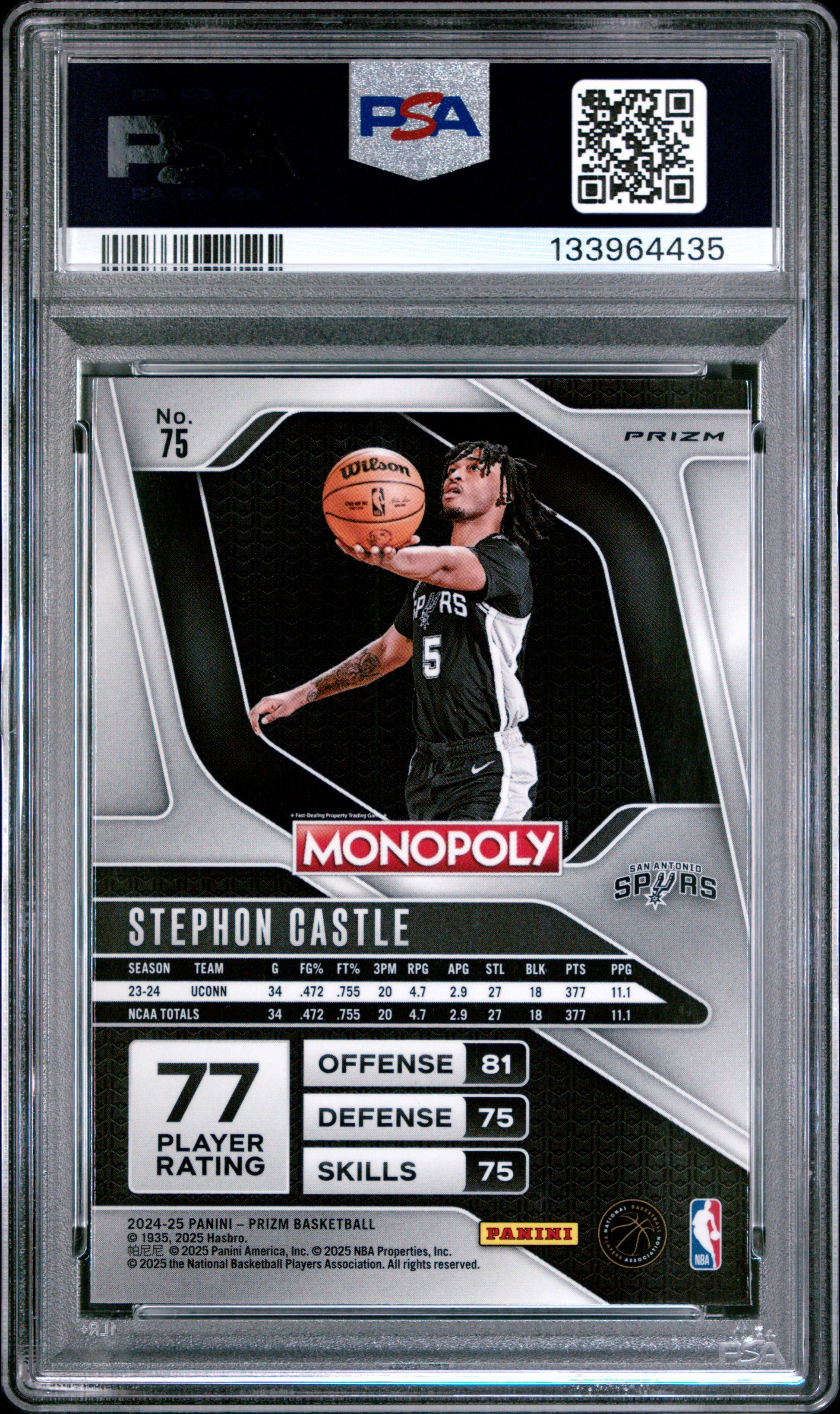 Stephon Castle 2024 Panini Prizm Monopoly #74 Dice Prizm PSA 10 Gem Mint