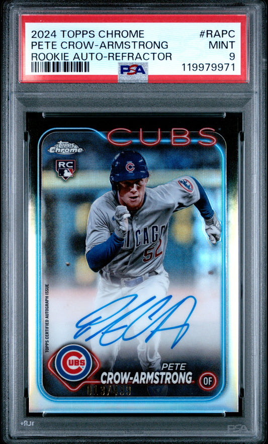 Pete Crow-Armstrong 2024 Topps Chrome Rookie Auto Refractor PSA 9 Mint