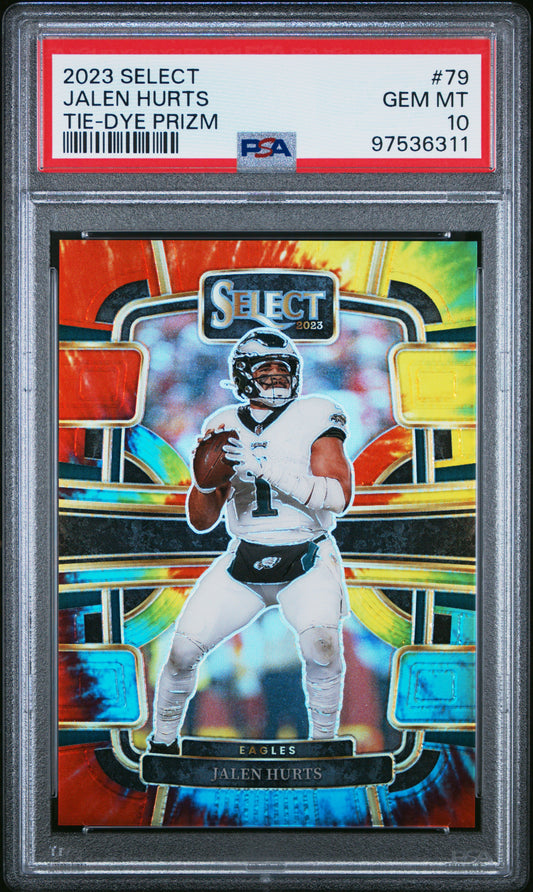 Jalen Hurts 2023 Panini Select #79 Tie-Dye Prizm #7/25 PSA 10 Gem Mint
