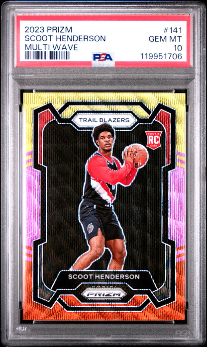 Scoot Henderson 2023 Panini Prizm Rookie #141 Multi Wave Prizm PSA 10 Gem Mint