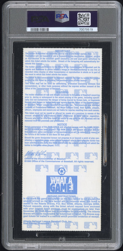 1996 World Series Game 4 Full Ticket PSA 6 Ex-Mt