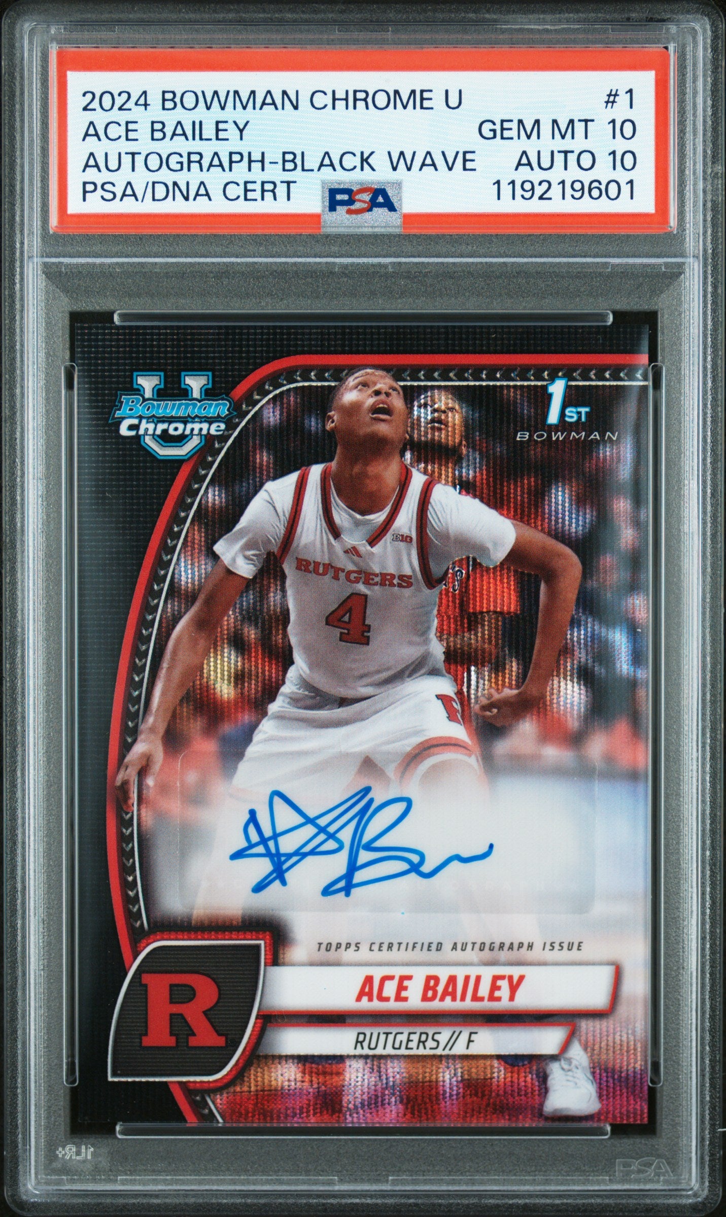 Ace Bailey 2024 Bowman Chrome U Black Wave Auto PSA 10 Auto 10