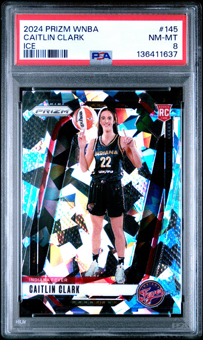 Caitlin Clark 2024 Panini Prizm WNBA Rookie #145 PSA 8 Nm-Mint