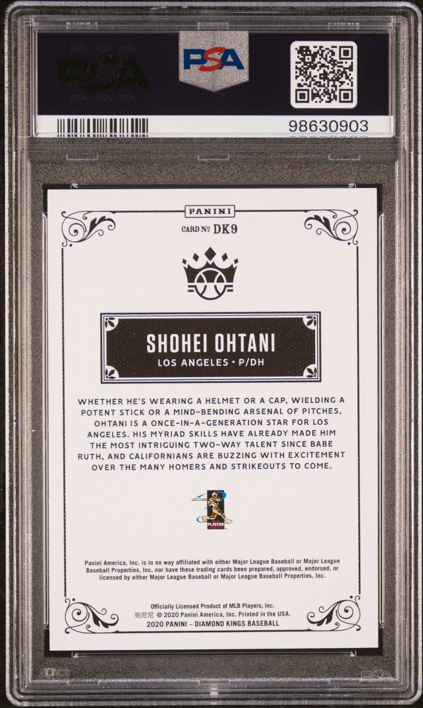 Shohei Ohtani 2020 Panini Diamond Kings DK 206 PSA 9 Mint