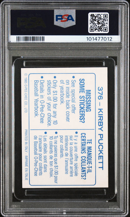 Kirby Puckett 1985 OPC Stickers Autograph PSA Auth