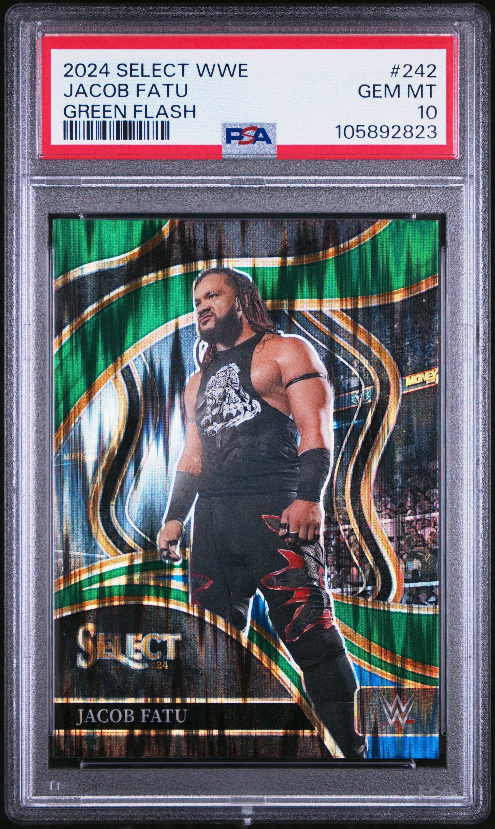 Jacob Fatu 2024 Select WWE #242 Green Flash PSA 10 Gem Mint