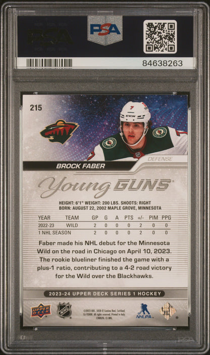 Brock Faber 2023 Upper Deck Outburst Silver PSA 9 Mint 8263