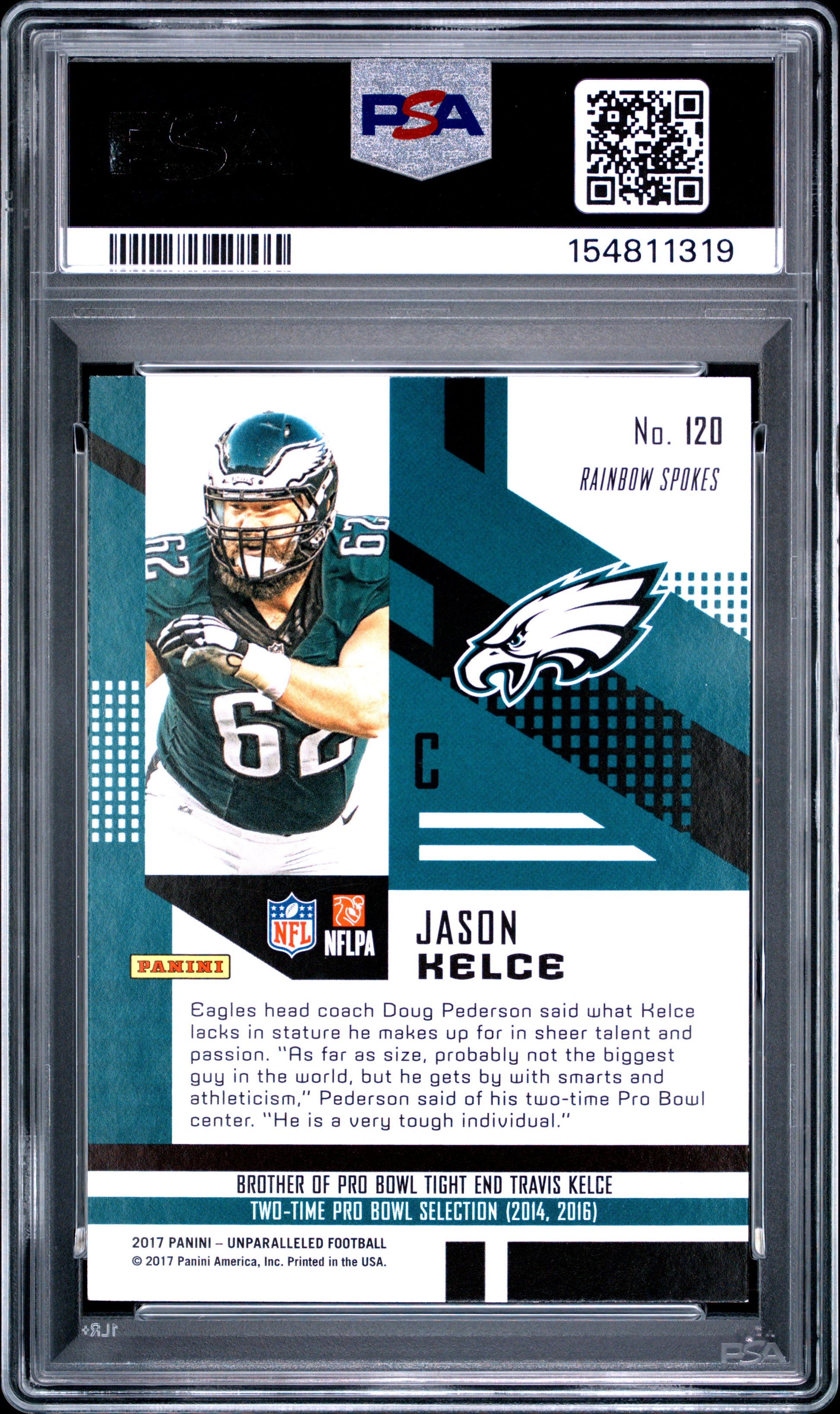 Jason Kelce 2017 Panini Unparalleled Rookie #120 PSA 9 Mint 1319