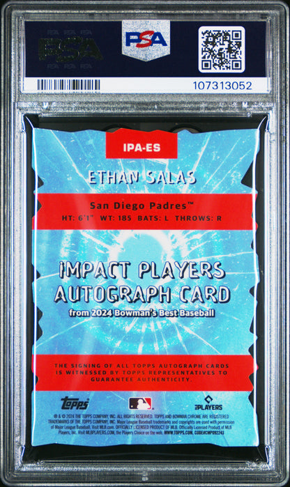 Ethan Salas 2024 Bowmans Best Impact Players Autograph PSA 10 Gem Mint