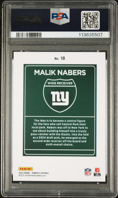 Malik Nabers 2024 Donruss Downtown PSA 10 Gem Mint