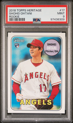 Shohei Ohtani 2018 Topps Heritage Rookie #17 Action PSA 9 Mint