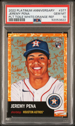 Jeremy Pena 2022 Topps Chrome Platinum Anniversary White/Orange #21/25 PSA 10 Gem Mint