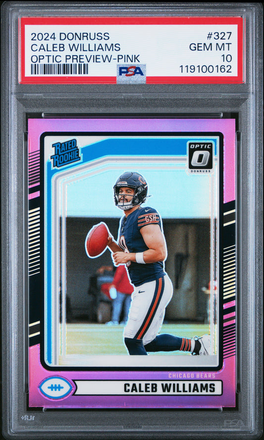 Caleb Williams 2024 Donruss Optic Pink Preview Holo PSA 10 Gem Mint