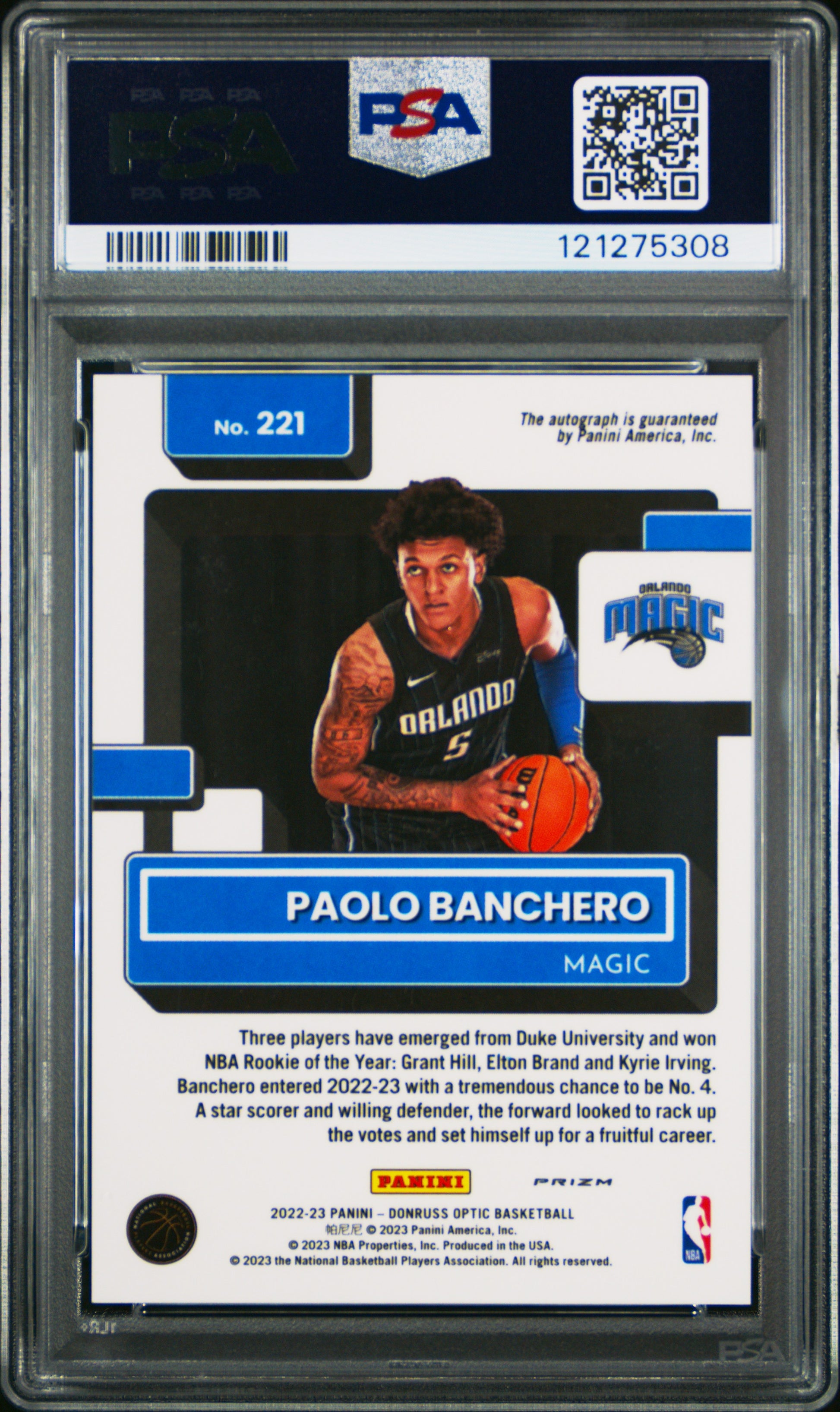 Paolo Banchero 2020 Donruss Optic Purple Rookie Auto PSA 10 Gem Mint