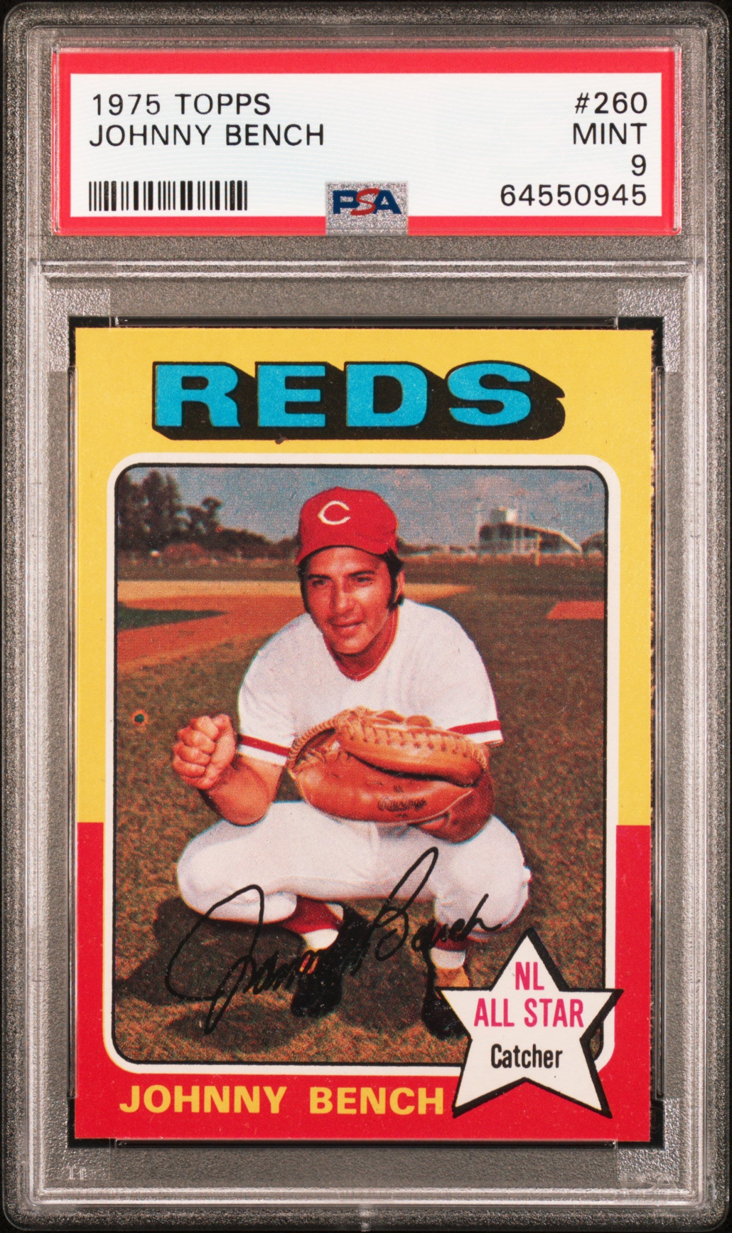 Johnny Bench 1975 Topps #260 PSA 9 Mint