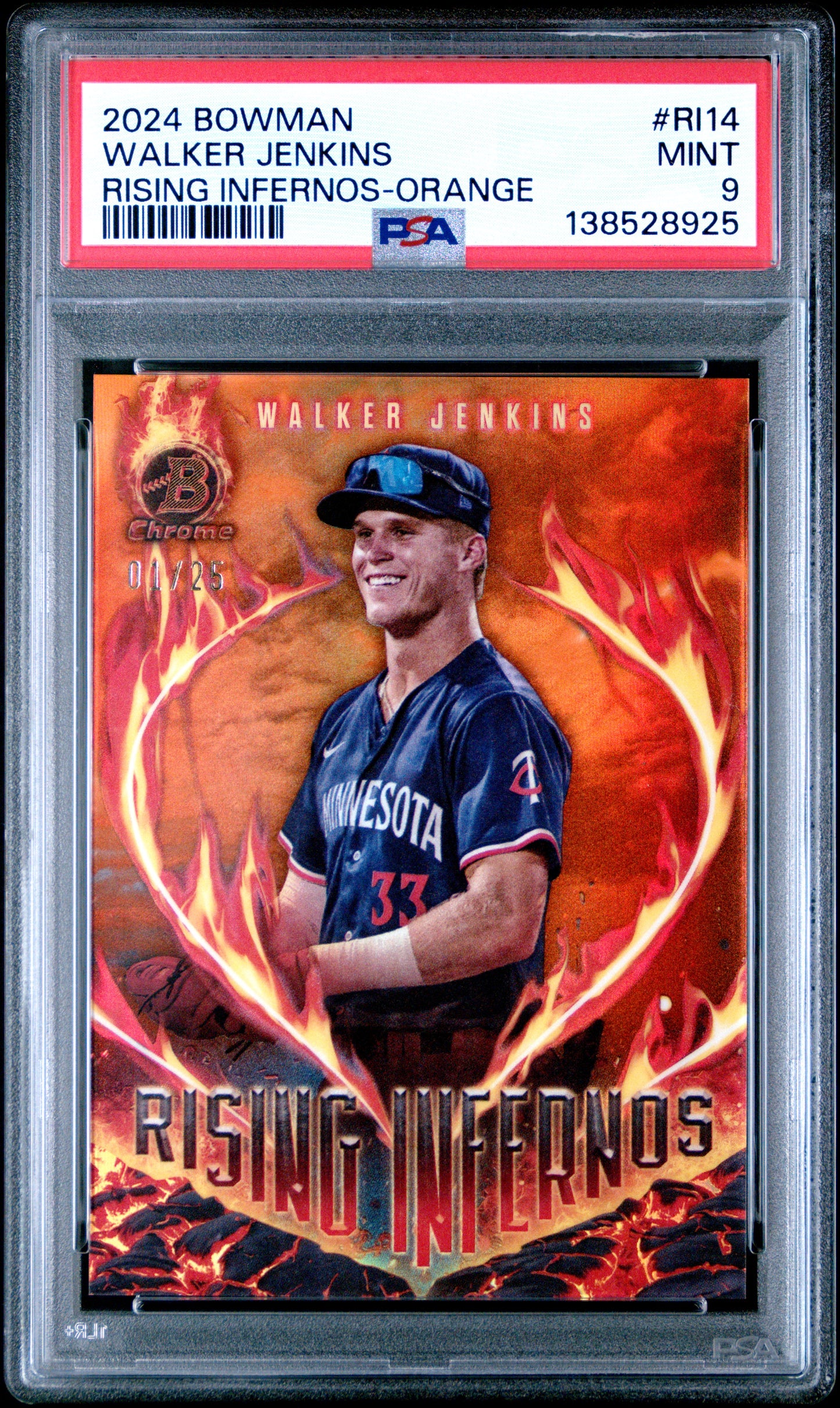 Walker Junkins 2024 Bowman Rising Infernos Orange #1/25 PSA 9 Mint