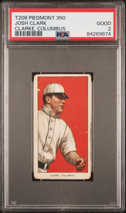 Josh Clark Clarke, 1909-11 T206 Piedmont 350 Columbus PSA 2 Good